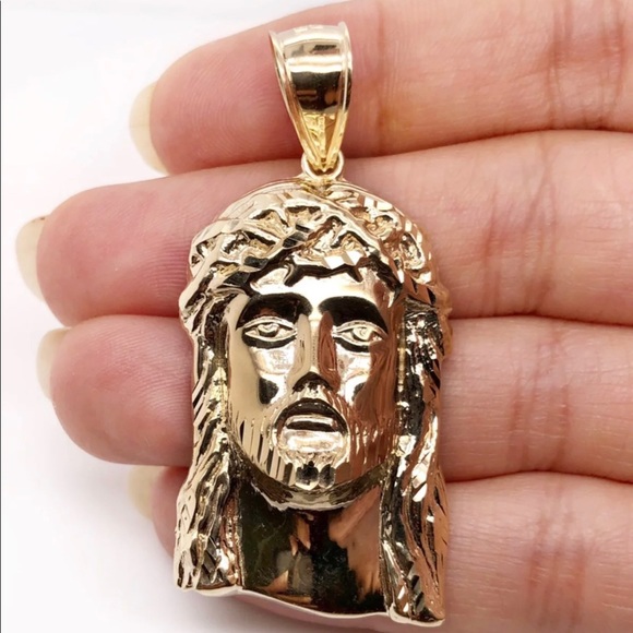 Jewelry Mens 1k Gold Jesus Head Face Pendant Poshmark